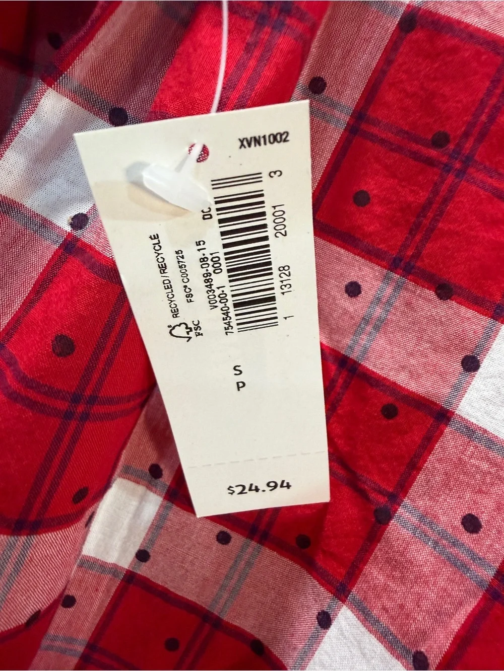 Old Navy Girls Red and White Plaid Button-Down Shirt Size small NWT
